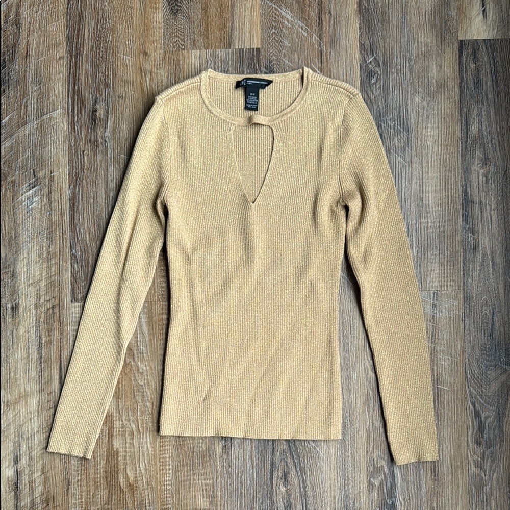 Shimmery Gold/Tan Long Sleeve Knit Top